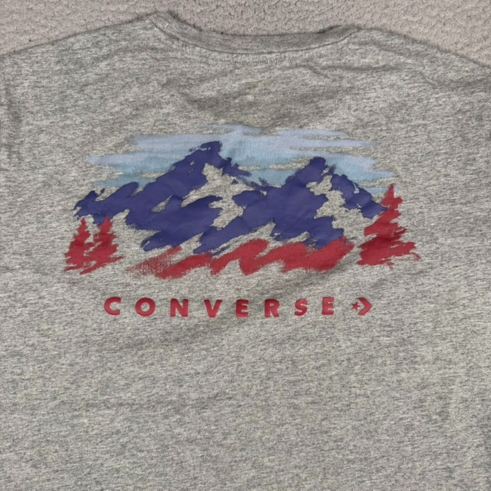 Converse Shirt Mens Large Gray Graphic 100% Cotton Casual Preppy Logo Crewneck